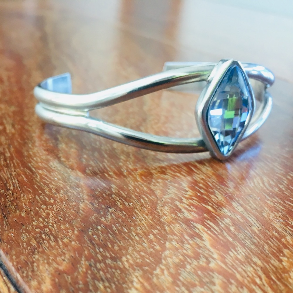 Solid Brass Open Cuff W/ Swarovski Crystal - image 4